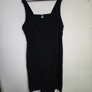 Old Navy Little Black Dress Classic Square Neck Midi Dress Linen Blend Size 3X